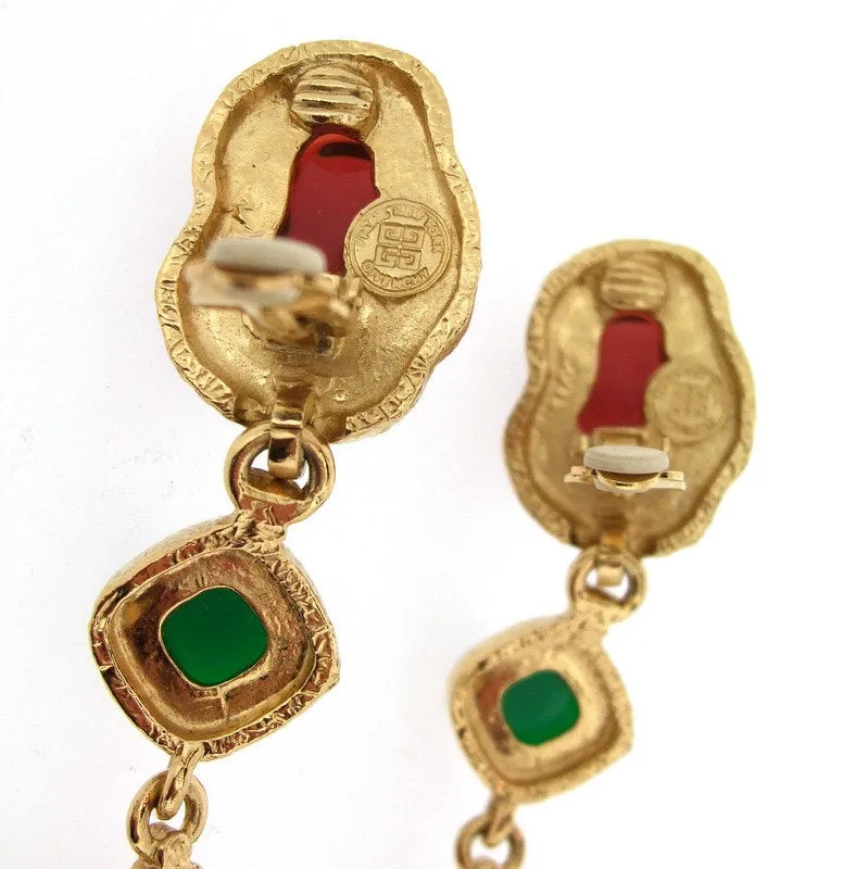 Vintage Givenchy Statement clip-on Earrings Multi-Coloured