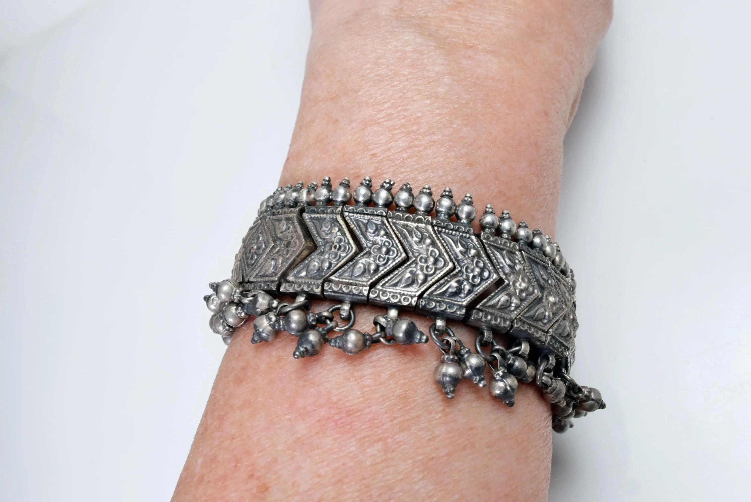 Vintage Rajasthan Silver Flexible Bracelet