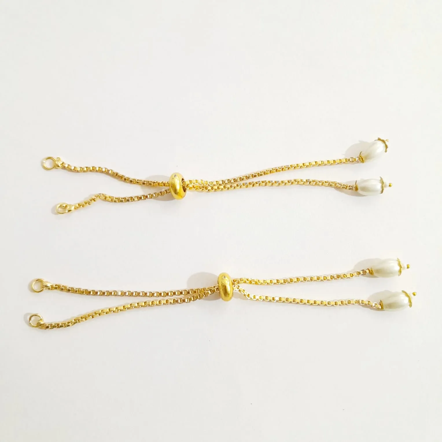 White Beaded bracelet back chain - Set Of 2