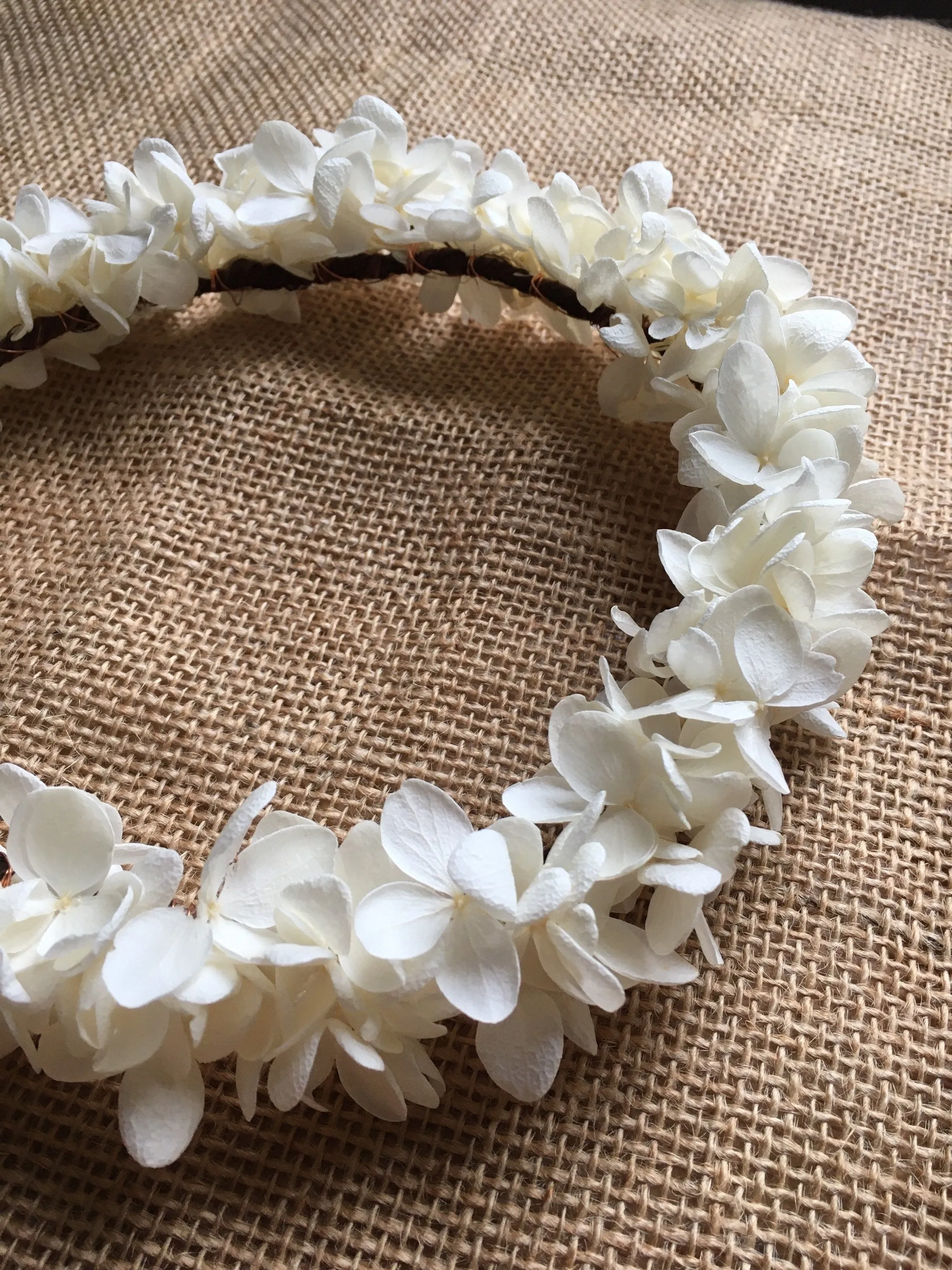 White Flower Crown Adult, Wedding Flower Girl Headband Wreath Dried Flower Tiara Hair Piece UK, Hydrangea Headband, Ivory Floral Headpiece