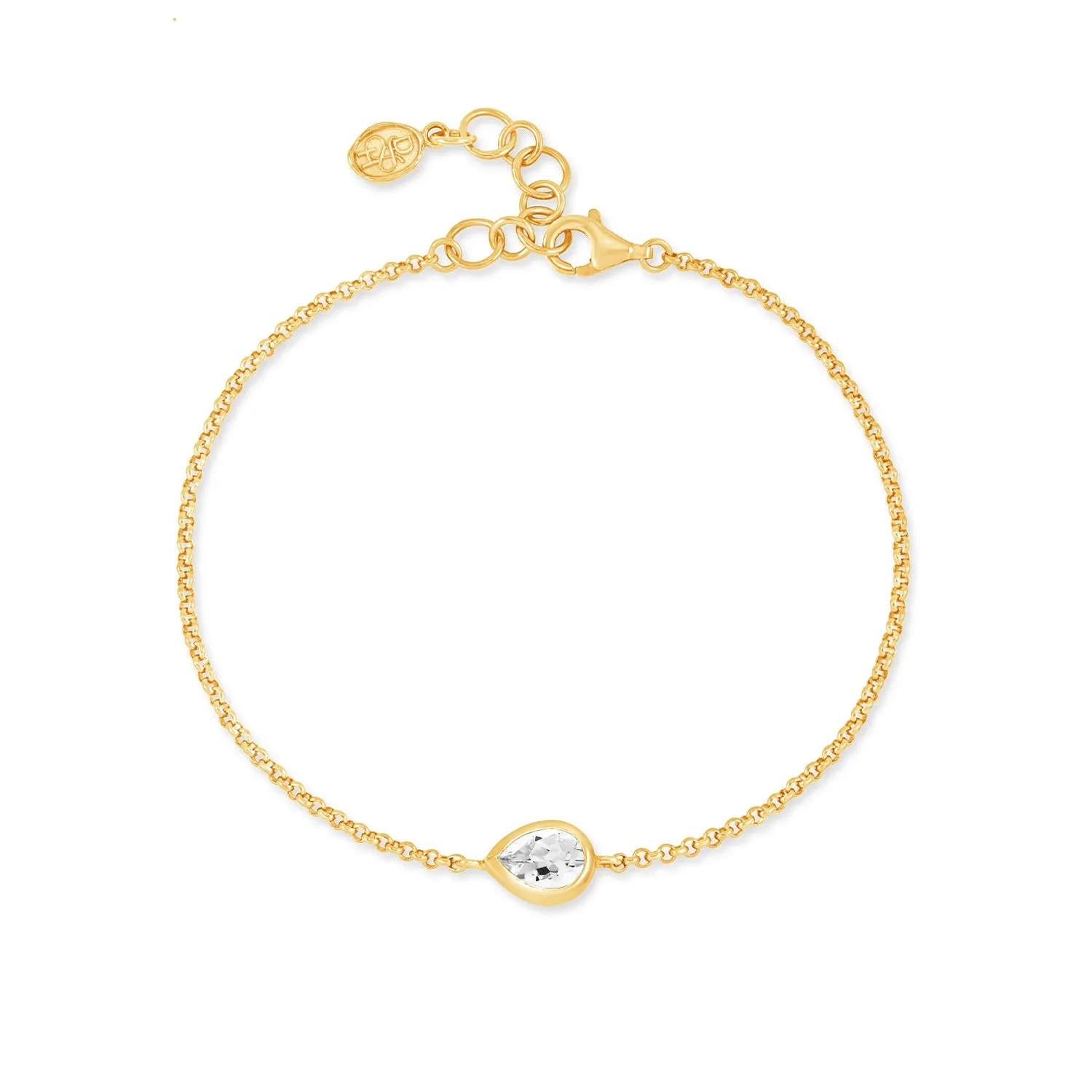 White Topaz Pear Chain Bracelet