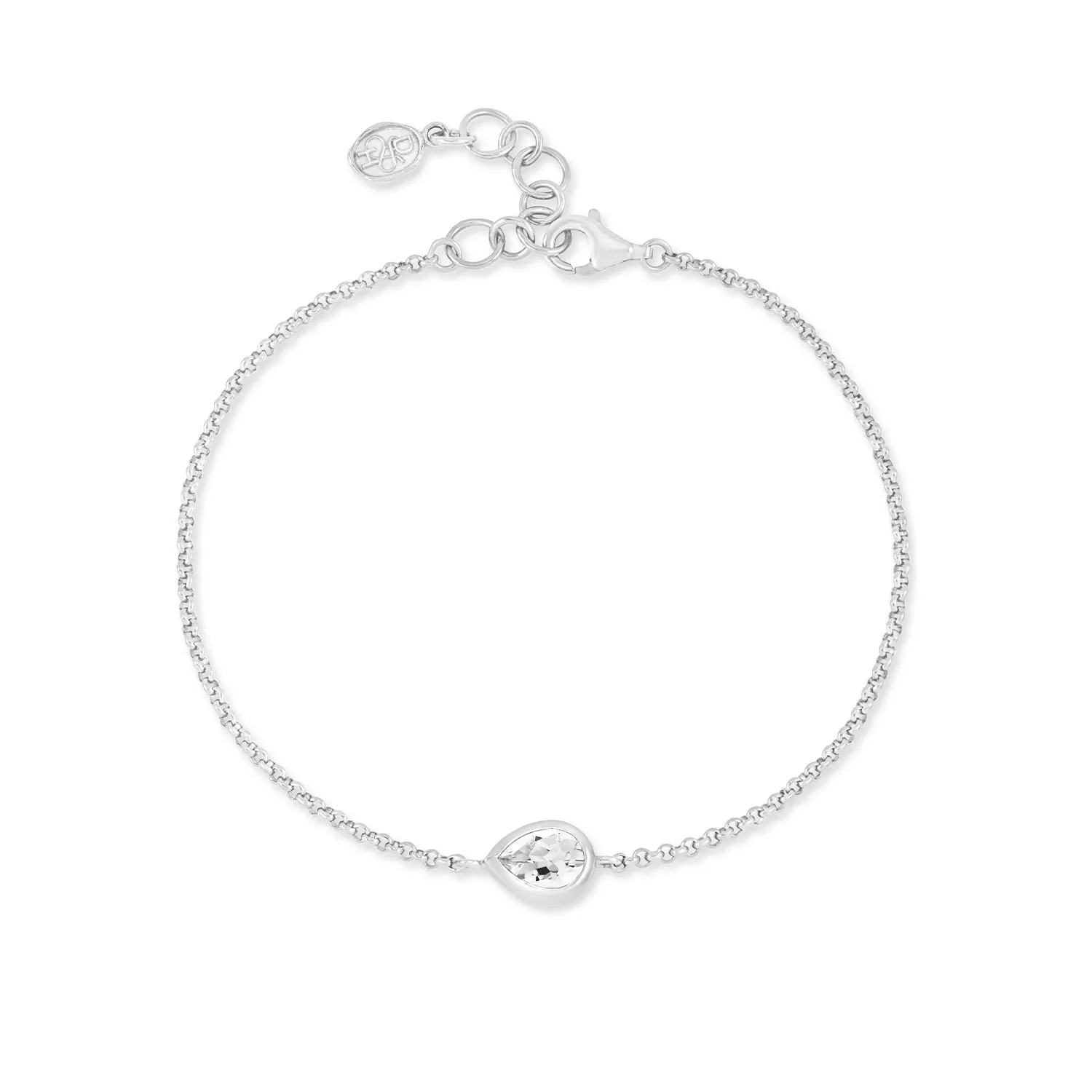 White Topaz Pear Chain Bracelet