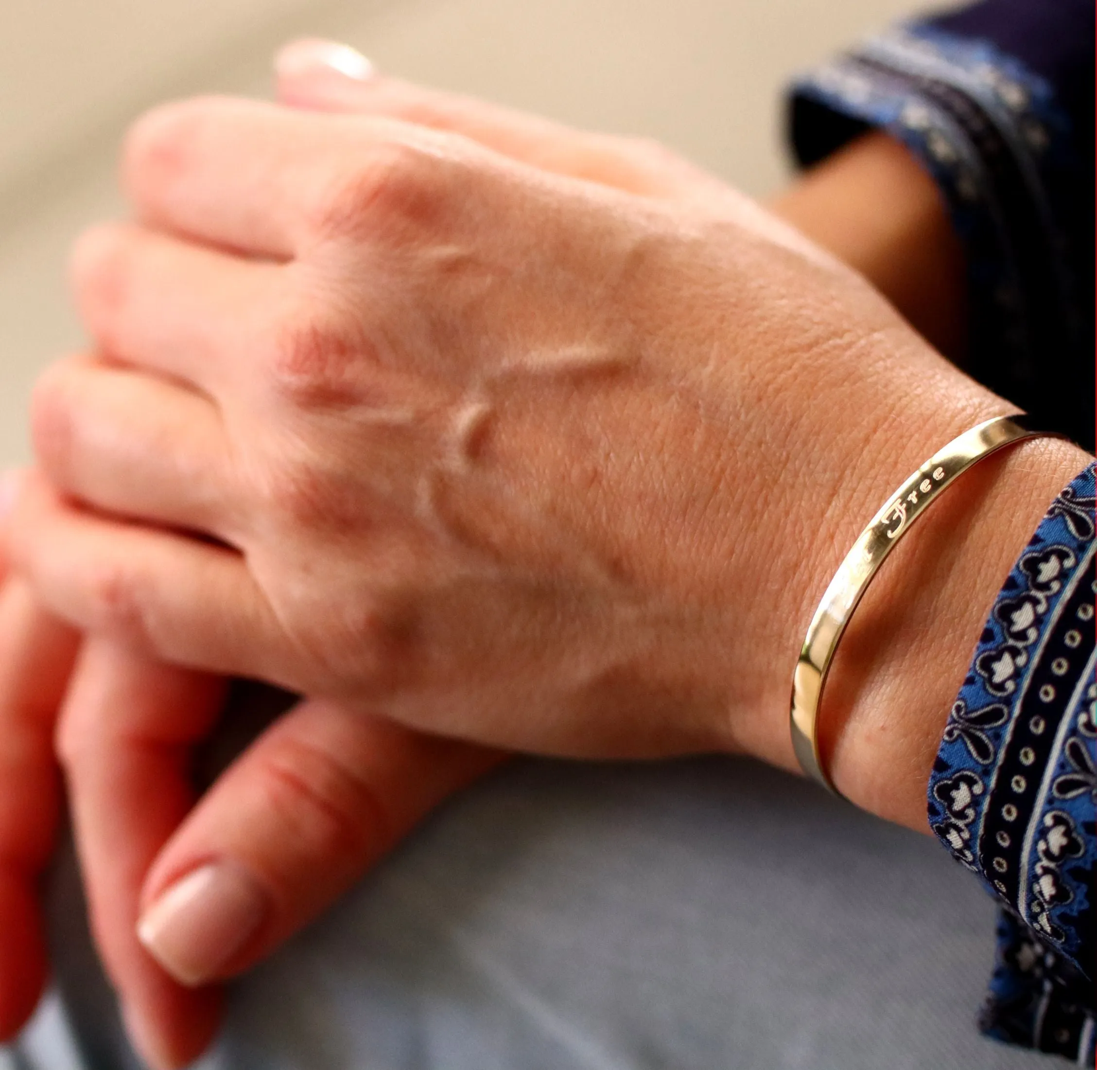 Women personalized stacking gold cuff - 5mm Engraved bangle bracelet