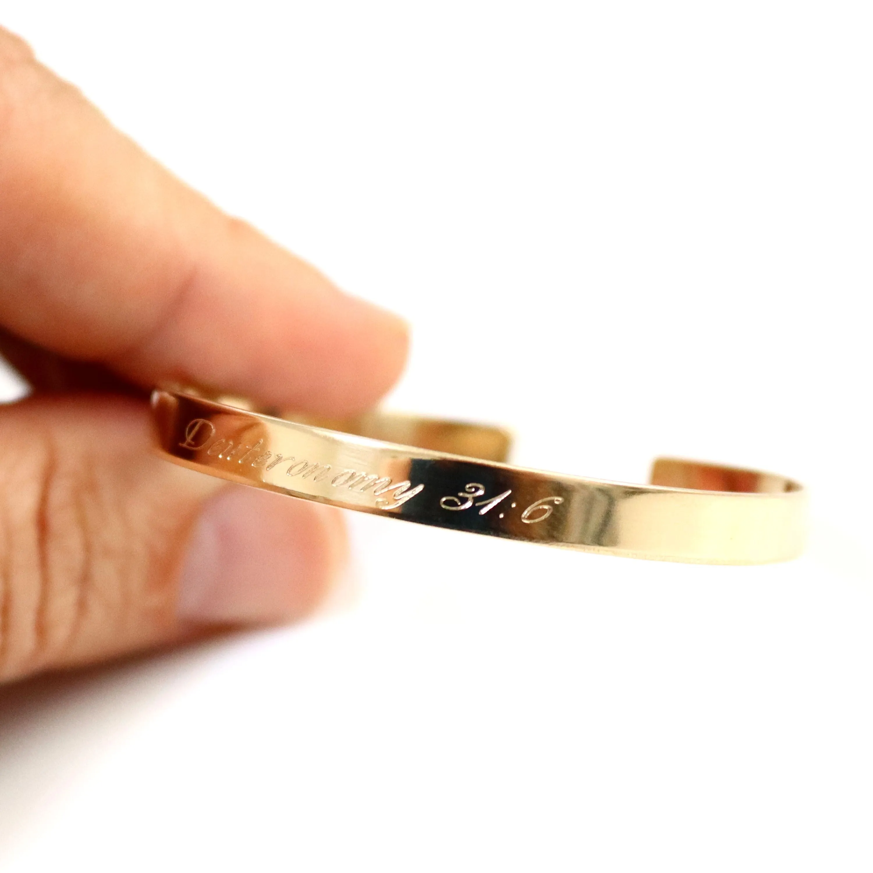 Women personalized stacking gold cuff - 5mm Engraved bangle bracelet