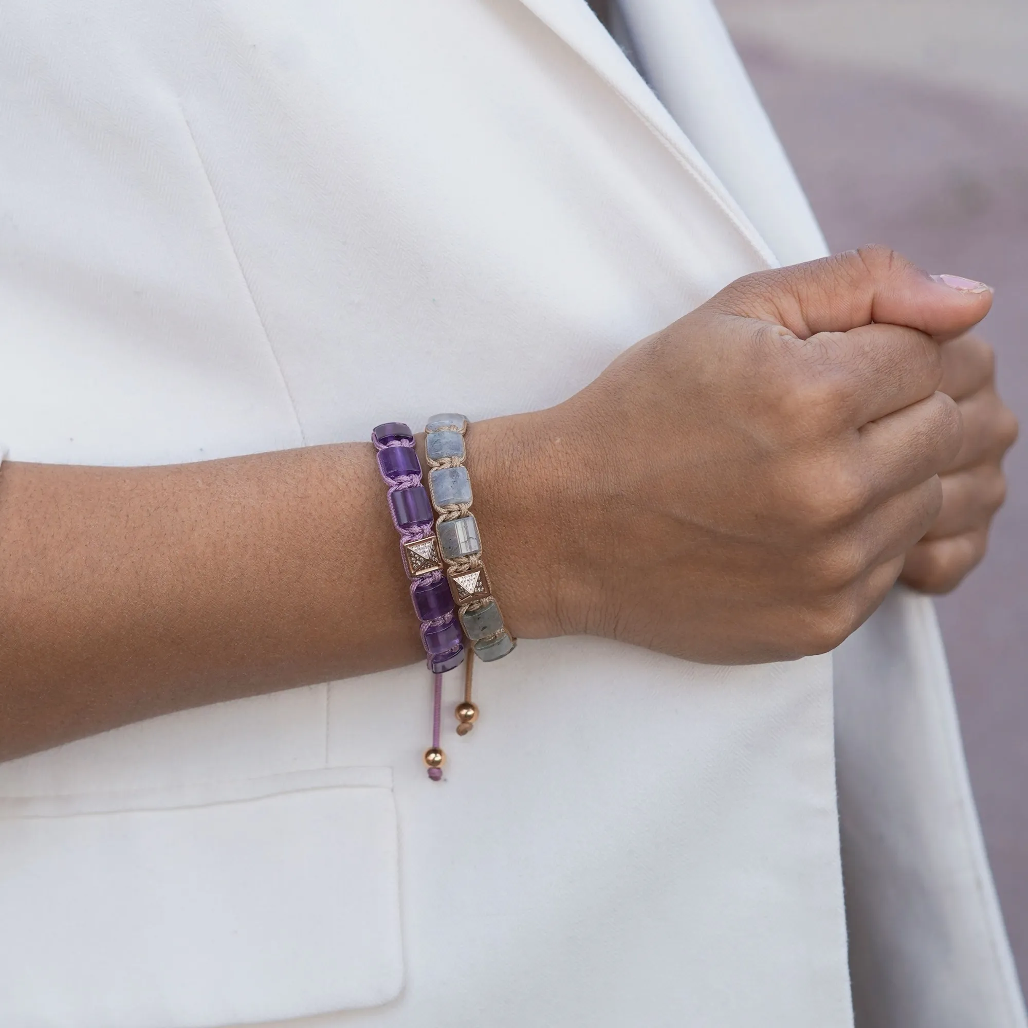 Women's AMETHYST Flat bead Bracelet