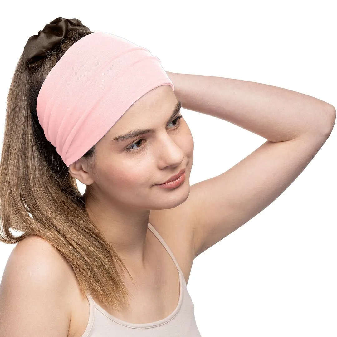 Women's Headbands Cotton Jersey 5" Wide Yoga Fitness Fashion Made in the USA Blush