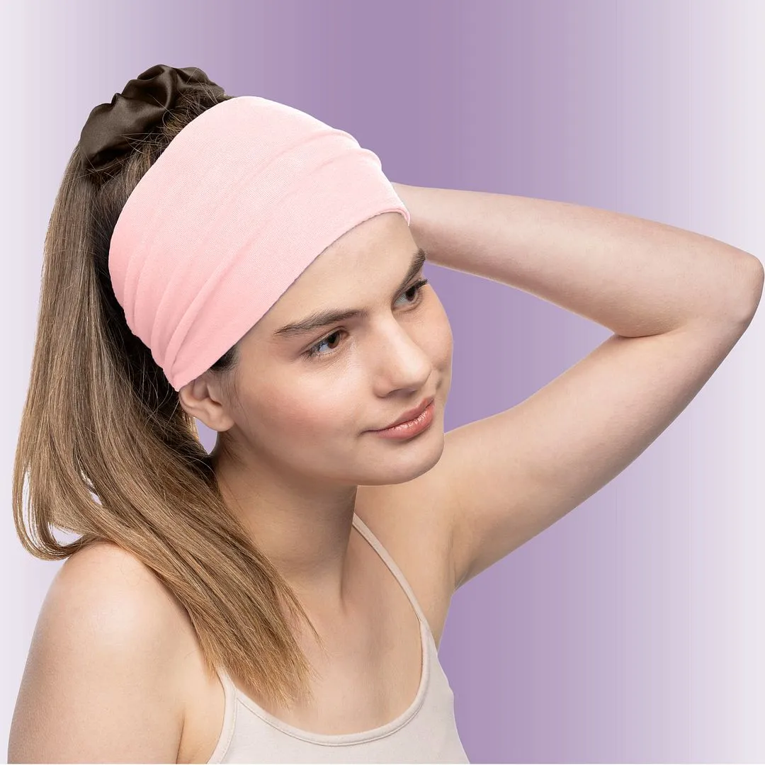 Women's Headbands Cotton Jersey 5" Wide Yoga Fitness Fashion Made in the USA Blush