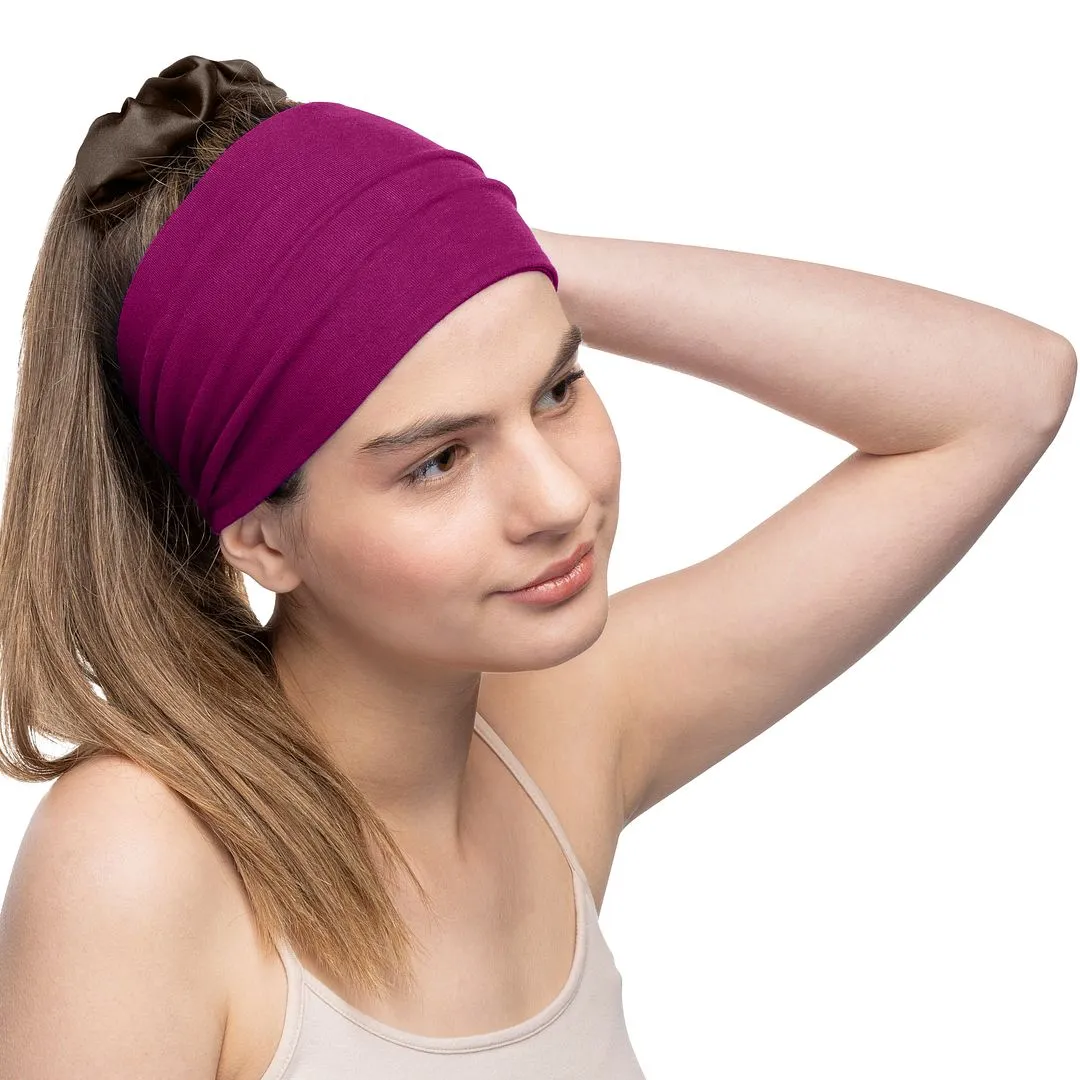 Women's Headbands Cotton Jersey 5" Wide Yoga Fitness Fashion Made in the USA Magenta