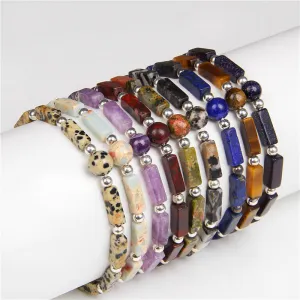 Women's Natural Amethyst Square Bead Bracelet