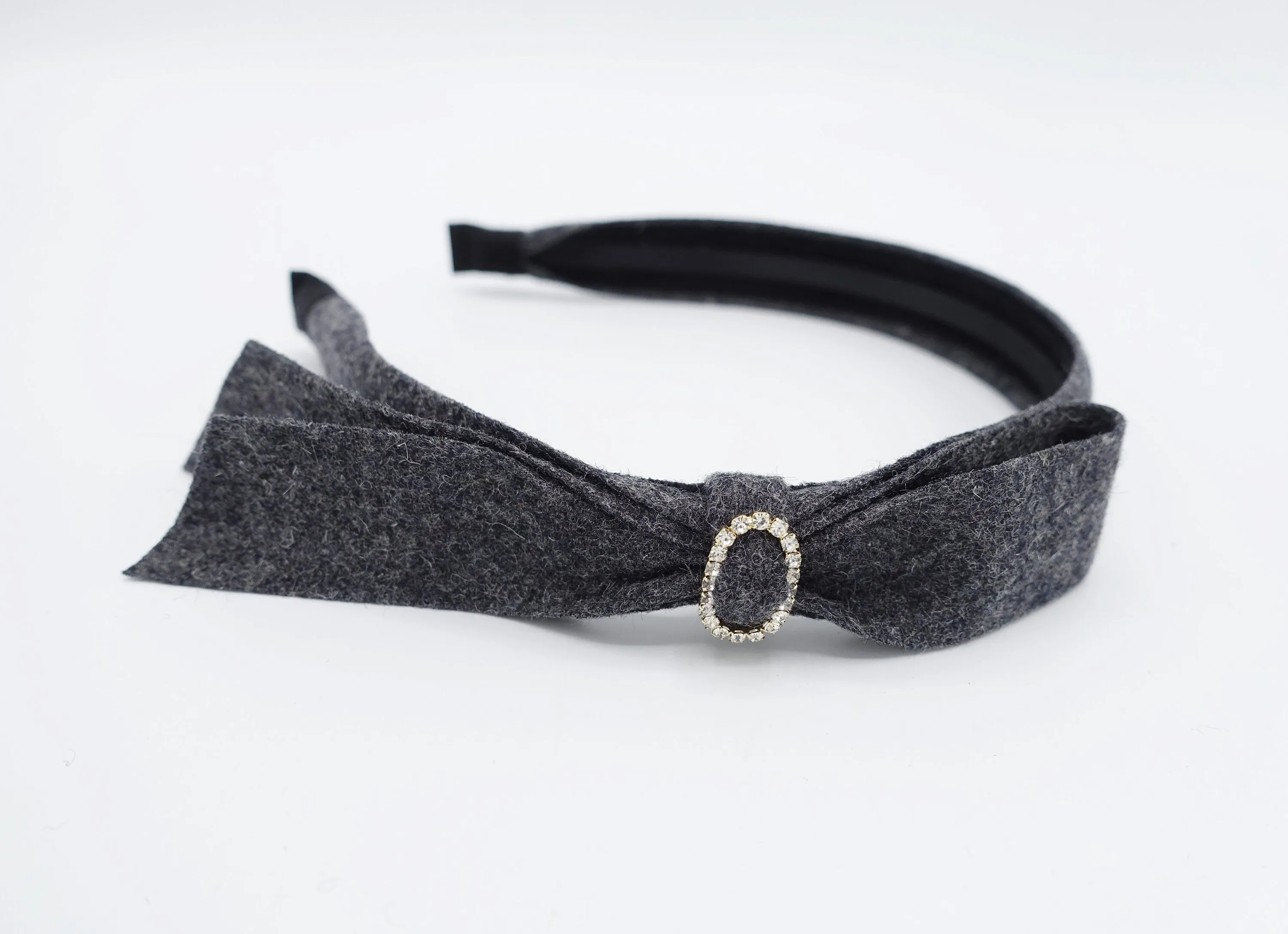 woolen bow knot headband rhinestone embellished hairband thin hairband for women