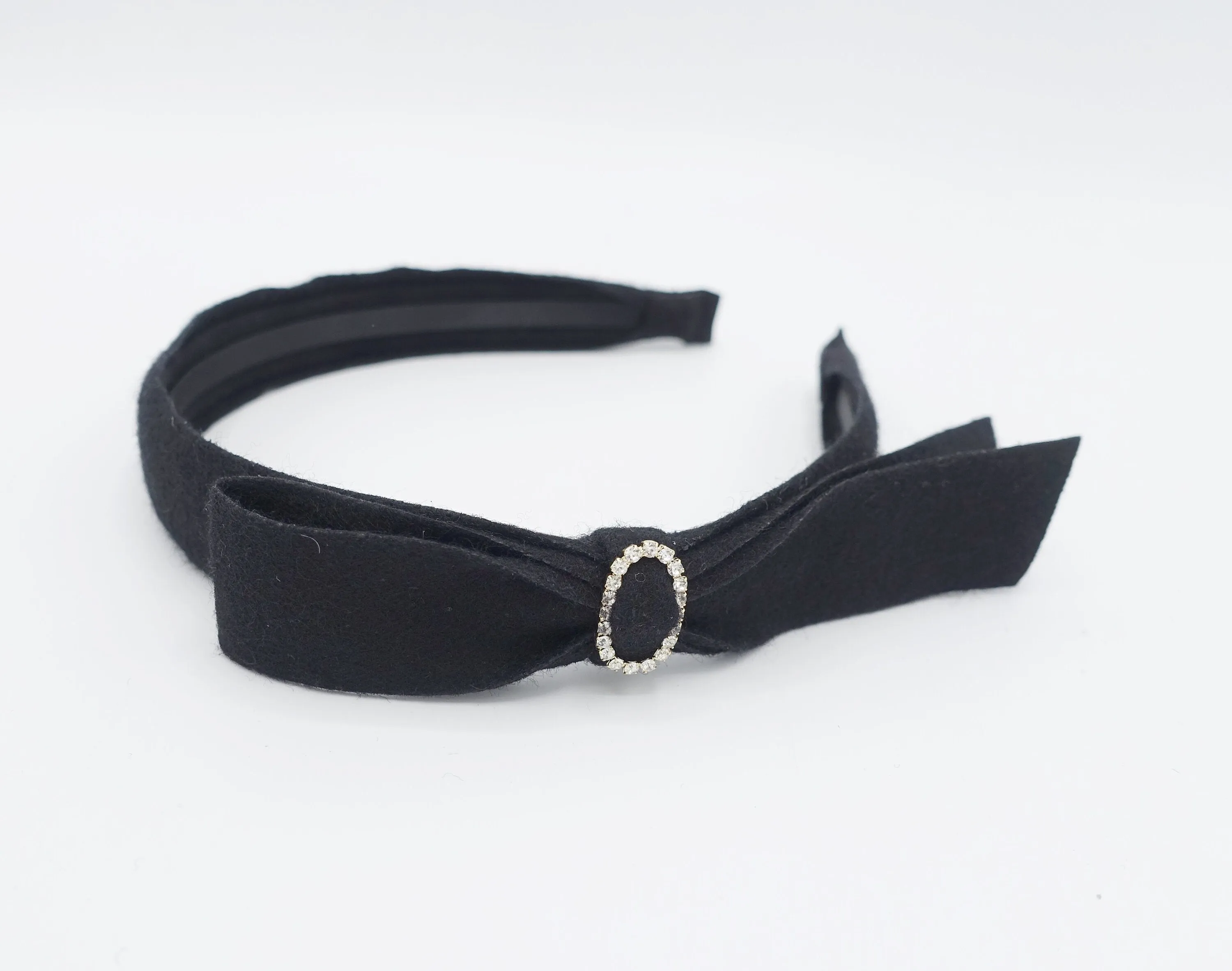 woolen bow knot headband rhinestone embellished hairband thin hairband for women