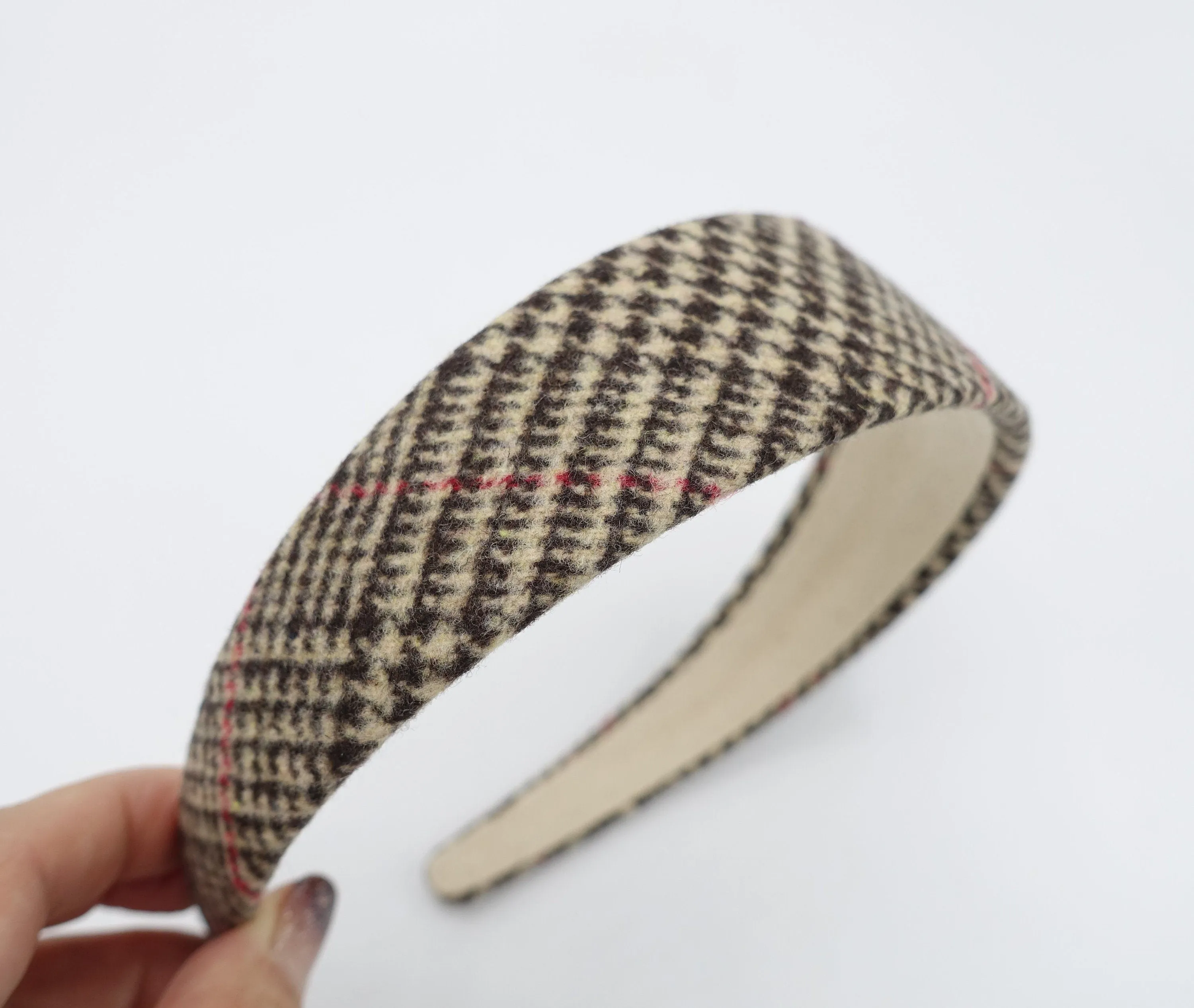 woolen plaid houndstooth headband Fall Winter basic hair accessory for women