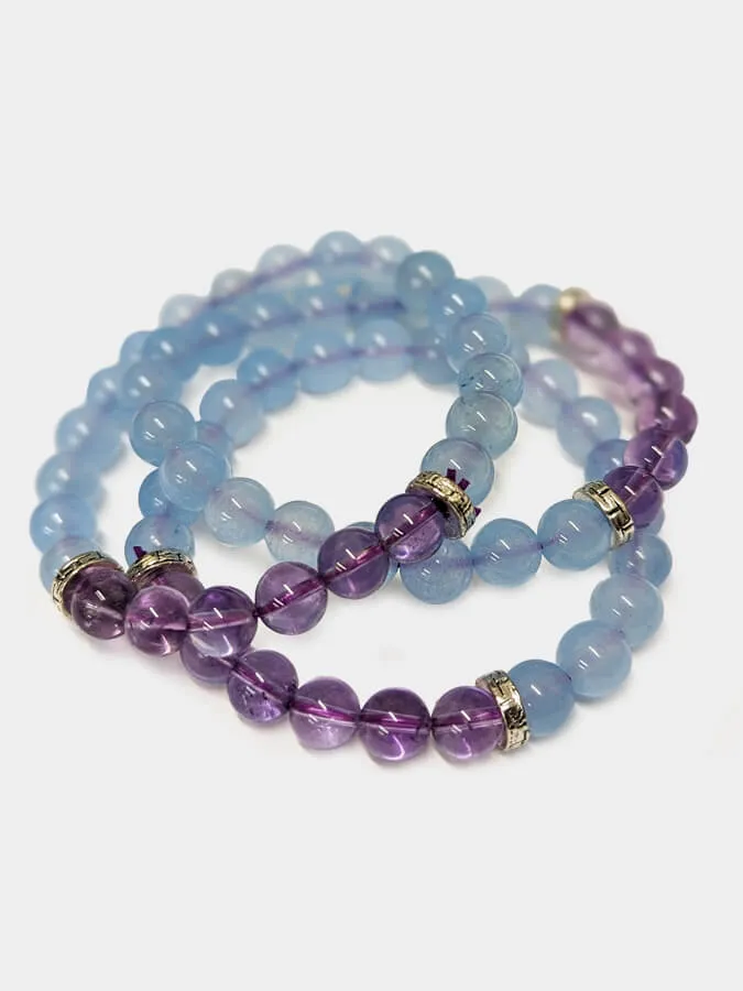 Yoga Studio Amethyst & Chalcedony Stone Mala Bead Bracelet