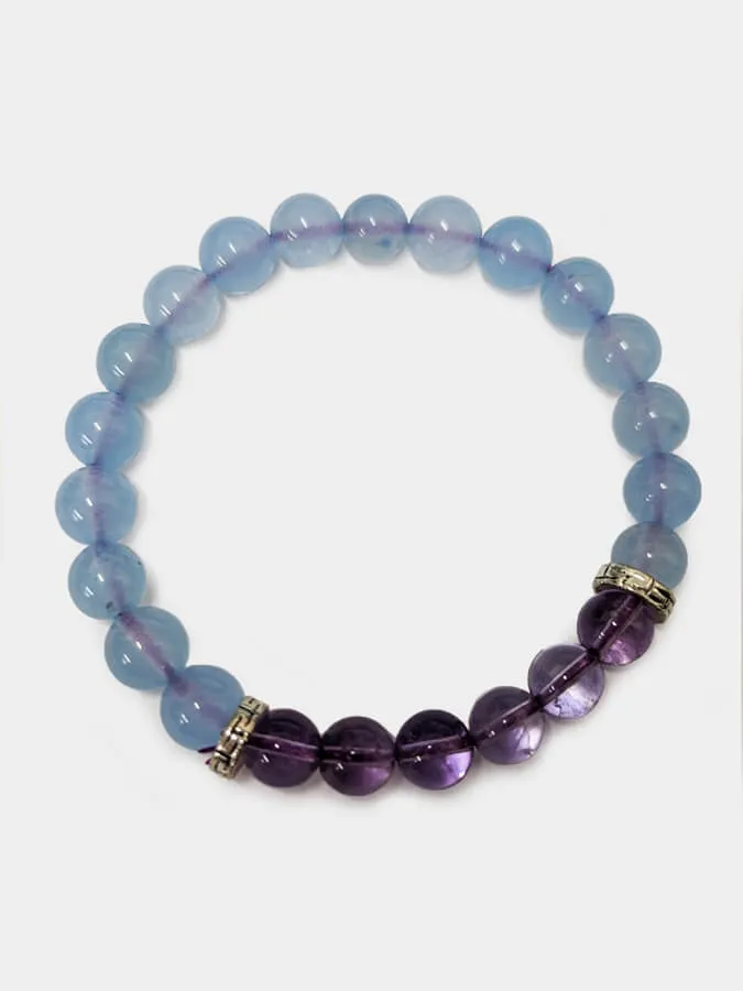 Yoga Studio Amethyst & Chalcedony Stone Mala Bead Bracelet